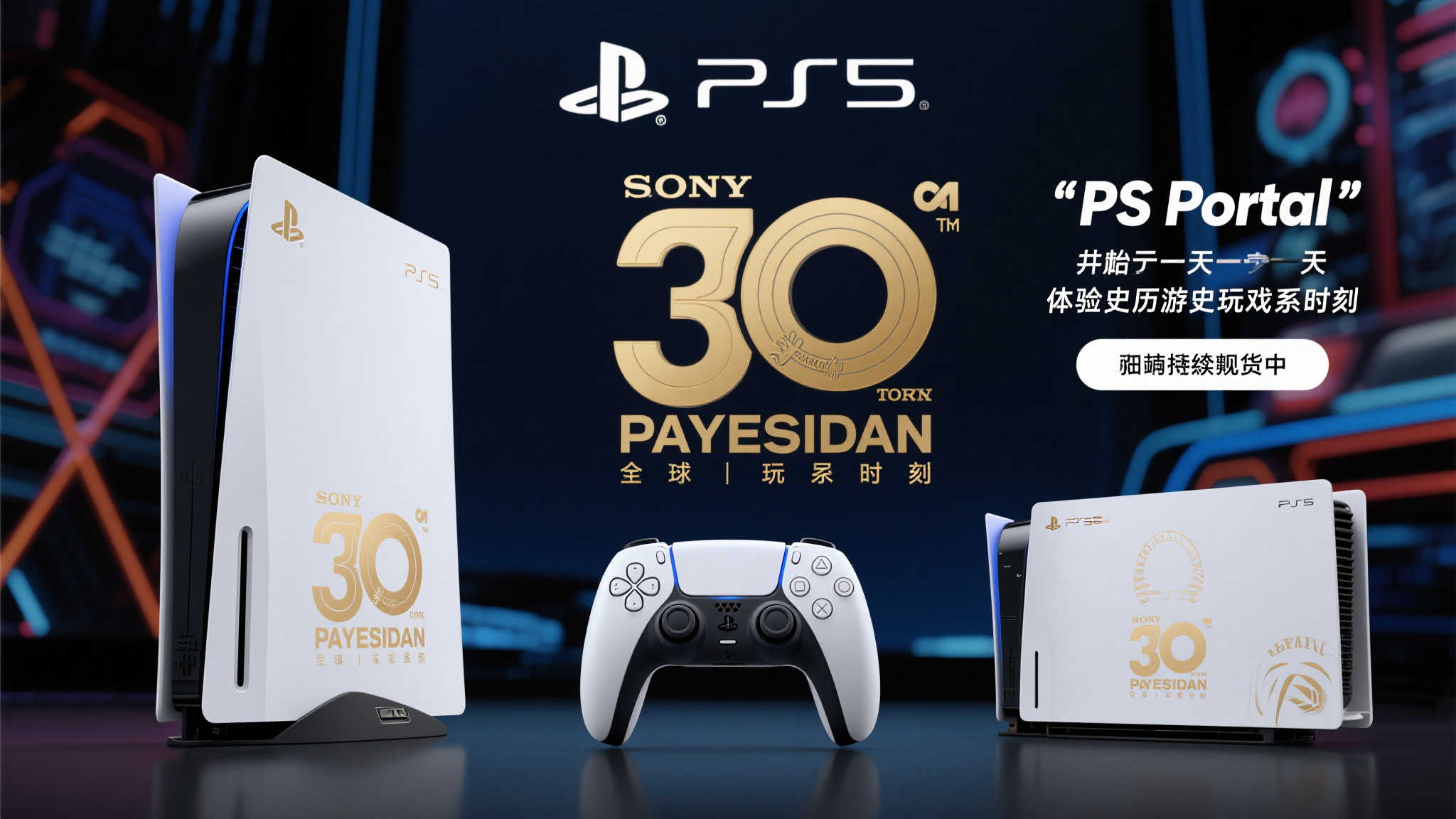 PS5三十周年纪念版再上市：含游戏机、控制器及传输设备